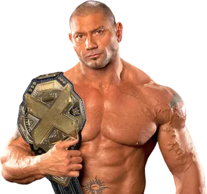 Wrestler_with_ Championship_ Belt PNG Image