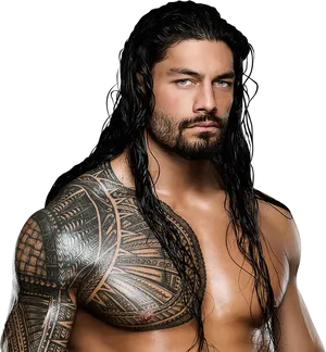 Wrestler_with_ Tribal_ Tattoo_ Portrait PNG Image