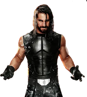 Wrestlerin Black Attire PNG Image