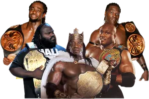 Wrestling Champions Collage PNG Image