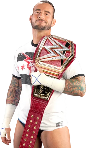 Wrestling Championwith Belt PNG Image