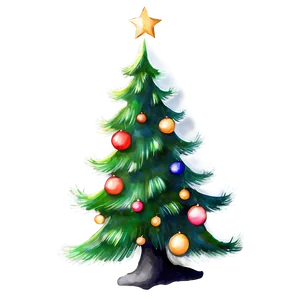 Xmas Tree Watercolor Art Png Flv49 PNG Image