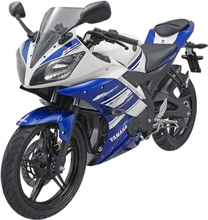 Yamaha R15 Blueand White Motorcycle PNG Image