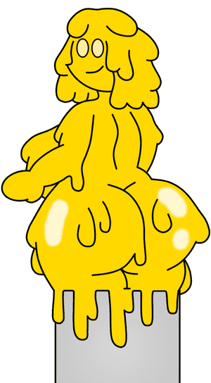 Yellow_ Animated_ Character_ Melting PNG image with transparent background