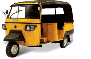 Yellow Auto Rickshaw Side View.png PNG Image