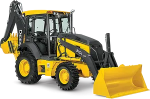 Yellow Backhoe Loader Machine PNG Image