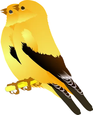 Yellow Bird Illustration PNG Image