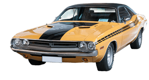 Yellow Black Classic Muscle Car PNG image with transparent background