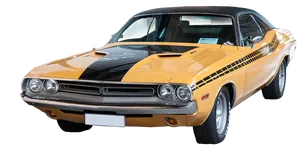 Yellow Black Classic Muscle Car PNG Image