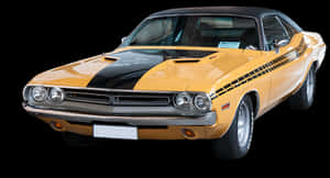 Yellow Black Classic Muscle Car PNG image with transparent background