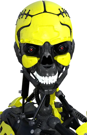 Yellow Black Cyborg Head PNG Image