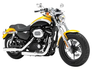 Yellow Black Harley Davidson Motorcycle PNG Image