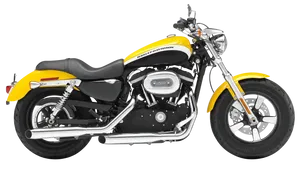 Yellow Black Harley Davidson Motorcycle PNG Image