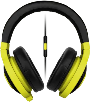 Yellow Black Over Ear Headphoneswith Mic PNG Image