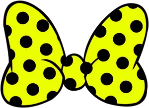 Yellow Black Polka Dot Bow Illustration PNG Image