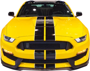 Yellow Black Shelby Mustang Front View PNG Image