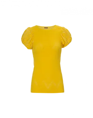 Yellow Blouse Puff Sleeves PNG Image