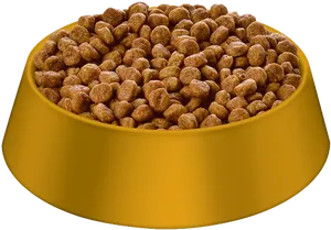 Yellow Bowl Fullof Dog Food PNG Image