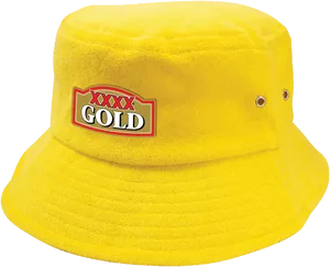 Yellow Bucket Hatwith Logo PNG Image