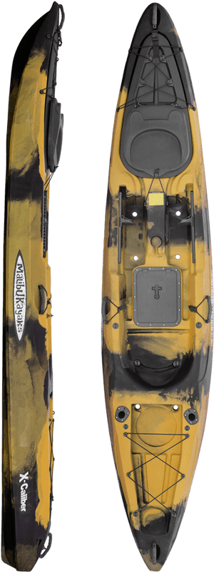 Yellow Camouflage Kayak Topand Side View PNG image with transparent background