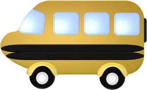 Yellow Cartoon Bus Side View PNG Image