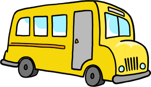 Yellow Cartoon Bus PNG image with transparent background