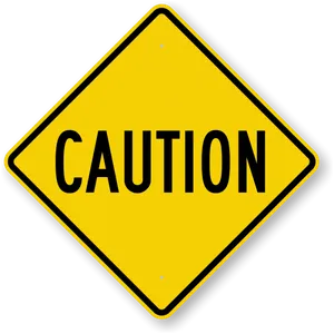 Yellow Caution Sign Graphic PNG Image