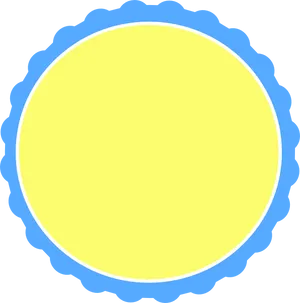 Yellow Circle Blue Scalloped Frame PNG Image