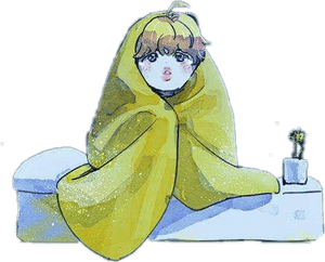 Yellow Cloaked Cartoon Character PNG image with transparent background
