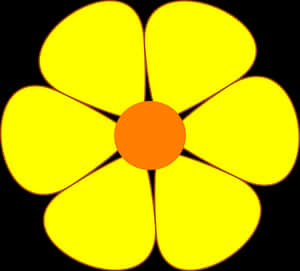 Yellow Daisy Graphic Black Background PNG with transparent background