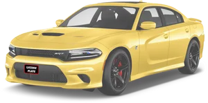 Yellow Dodge Charger S R T Side View PNG Image