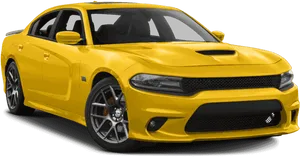 Yellow Dodge Charger Side View PNG Image