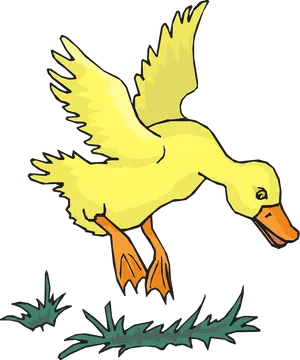 Yellow Duck In Flight Illustration PNG Image