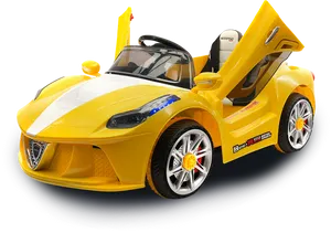 Yellow Electric Toy Sports Car PNG Image
