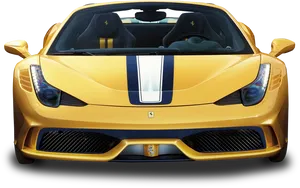 Yellow Ferrari Sports Carwith Blue Stripe PNG Image