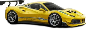 Yellow Ferrari488 Challenge Race Car PNG Image