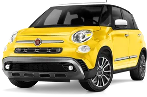 Yellow Fiat500 L Crossover PNG Image