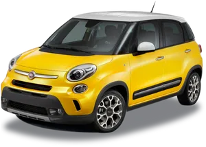 Yellow Fiat500 L Crossover PNG Image