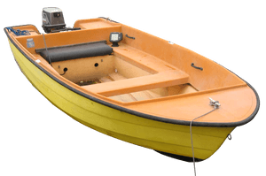 Yellow Fishing Boat With Outboard Motor PNG image with transparent background
