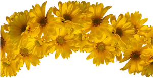 Yellow Floral Crownon Black Background PNG Image