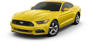 Yellow Ford Mustang Side View PNG Image