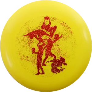 Yellow Frisbee Red Silhouette Graphic PNG Image