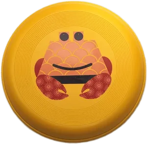 Yellow Frisbee With Crab Design PNG Image