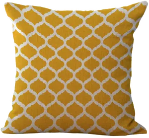 Yellow Geometric Pattern Pillow PNG Image