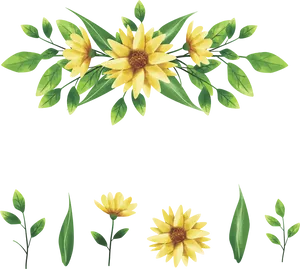 Yellow Grass Flowers Arrangement PNG Image