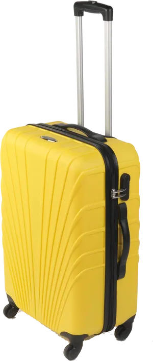 Yellow Hardshell Suitcase Standing PNG Image