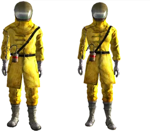 Yellow Hazmat Suit3 D Model PNG Image