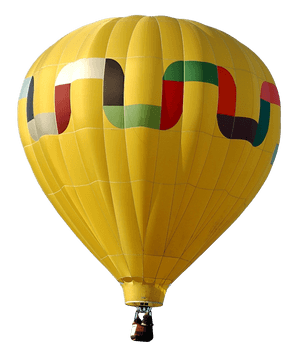 Yellow Hot Air Balloonin Sky PNG image with transparent background