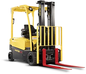 Yellow Hyster Forklift Side View PNG Image