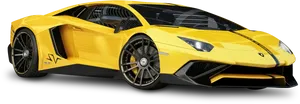 Yellow Lamborghini Aventador Side View PNG Image